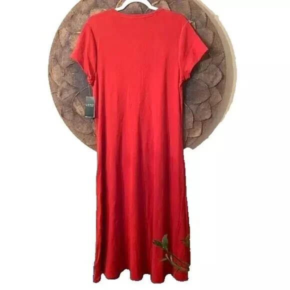 Lauren Ralph Lauren Waffle-Knit Cotton Henley Dress size XL NWT Red - Picture 2 of 5